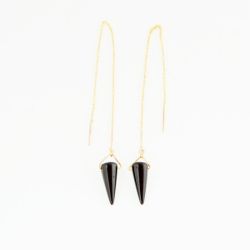Handmade Gold Onyx Threader Earrings