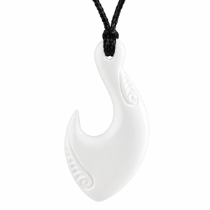 Hand Carved Bone Fish Hook Necklace
