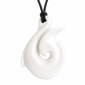 Hand Carved Bone Fish Hook Necklace or Hei-Matauhe in Maori