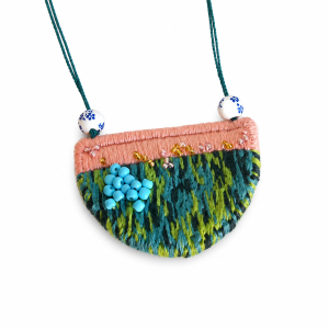Hand Embroidered Fabric Necklace