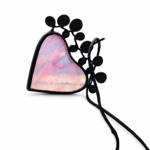 Light Pink Stained Glass Heart Statement Necklace