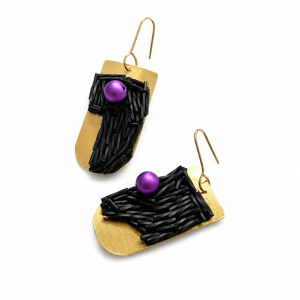 Hand Cut Brass Rice Earrings