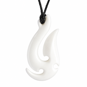 Hand Carved Bone Fish Hook Necklace