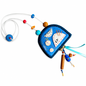 Hand Embroidered Polymer Clay Beaded Necklace