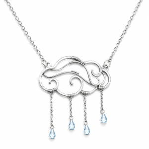 Blue Topaz Silver Necklace for Rain Lovers