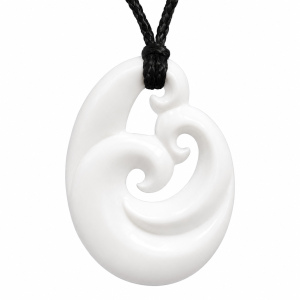 Hand Carved Bone Family Koru Necklace