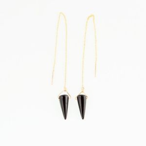 Handmade Gold Onyx Threader Earrings
