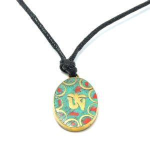 Turquoise and Coral inlAID Kalachakra Necklace