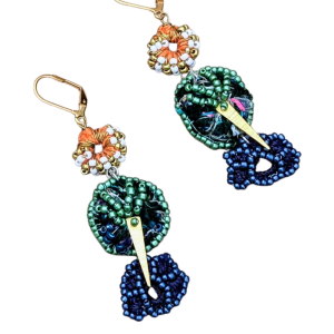 Blue Tree of Life Sustainable Scrap Bead Earrings