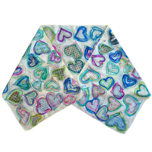 Kisses of hearts – Hand painted Floral Silk Scarf