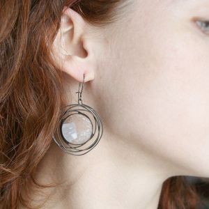 White Stained Glass Galaxy Statement Earrings